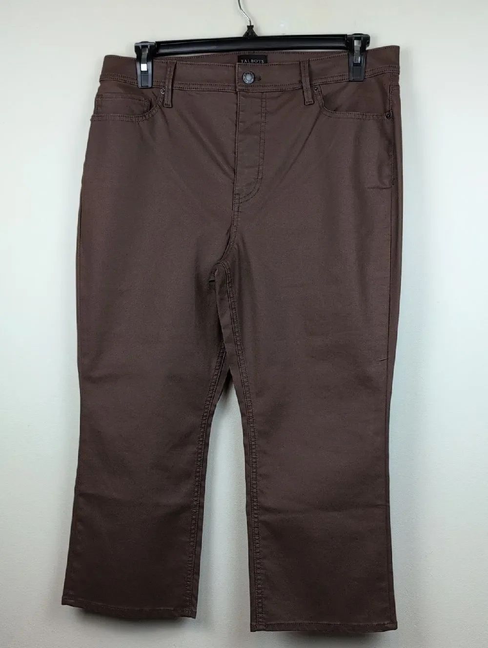 Talbots Brown Demi Boot Crop Coated Jean Pants Size 14P